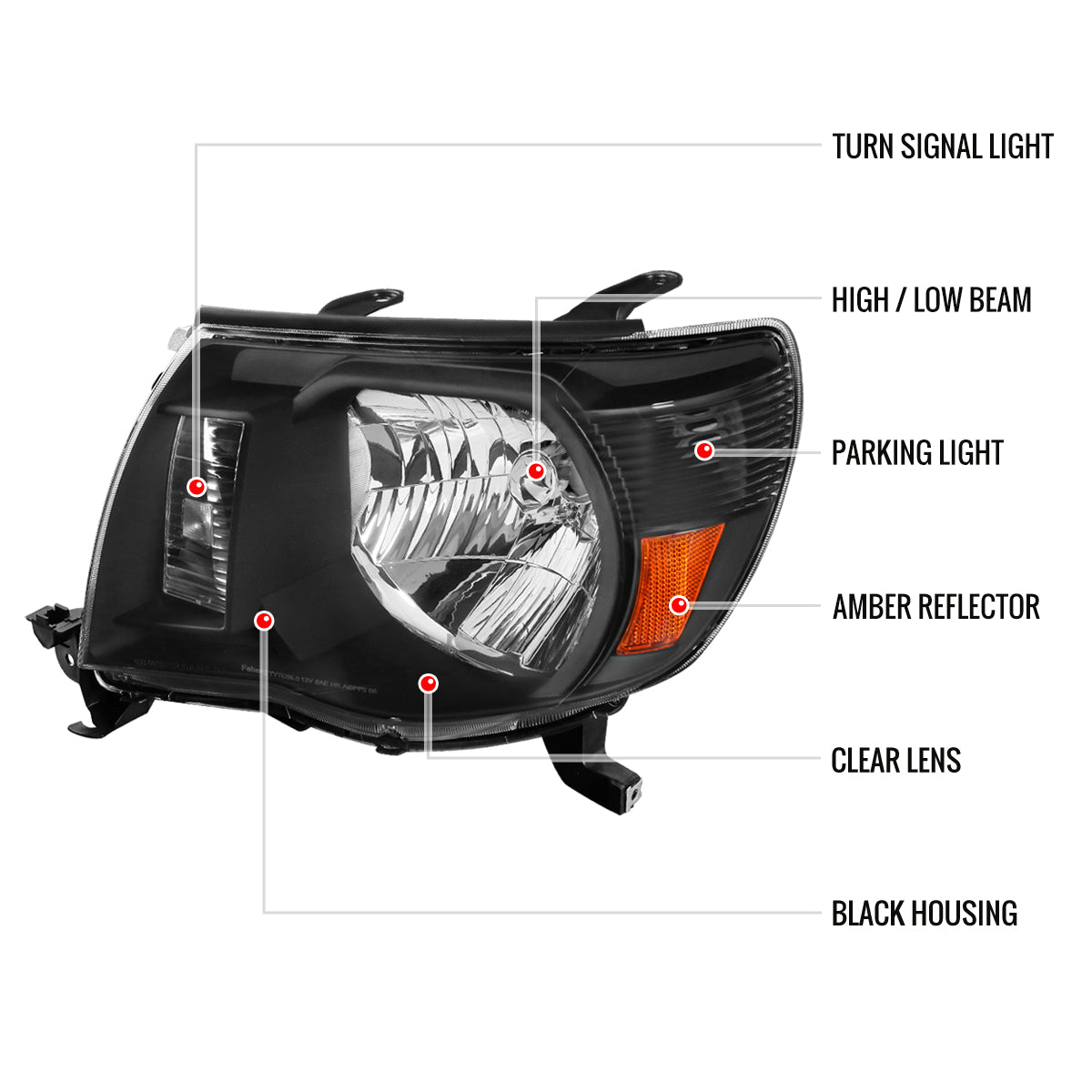 Spec-D 2005-2011 Toyota Tacoma OE Style Black Headlights