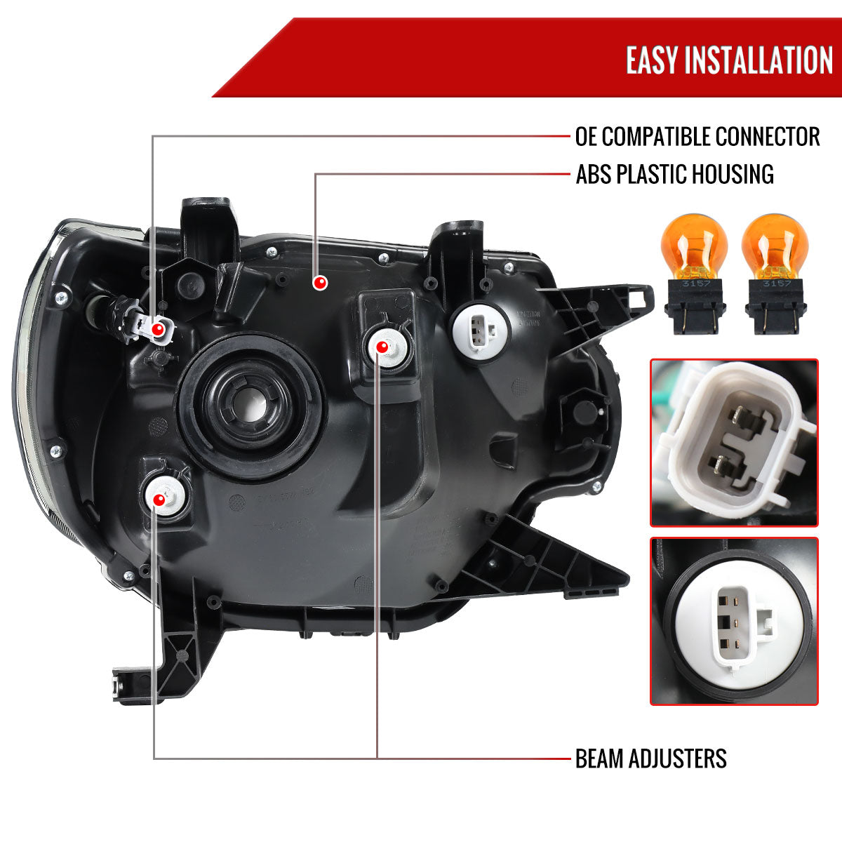 13 Tacoma OE Amber Reflector Spec-D black headlights