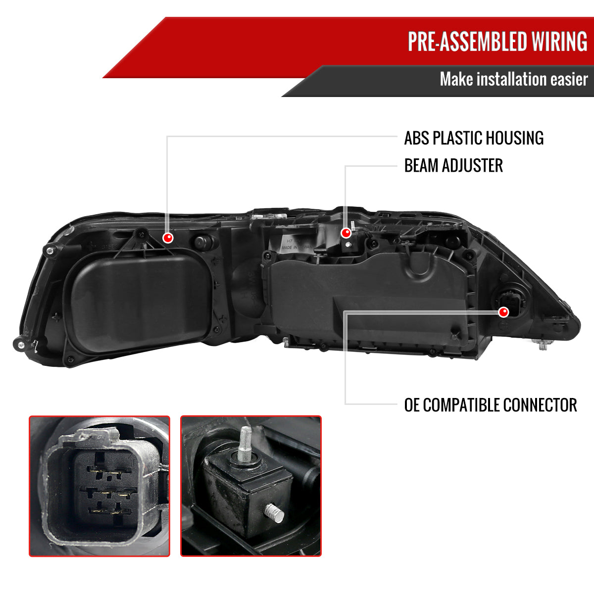 Spec-D 2005-2011 Lincoln Town Car OE Style Black Headlights