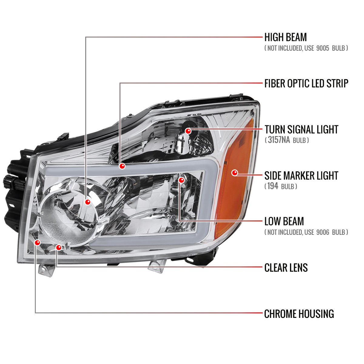 Spec-D Nissan Titan Armada Factory 06 chrome headlights