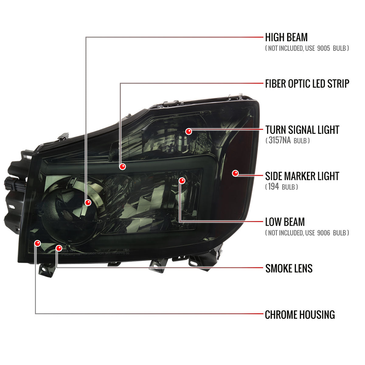 Spec-D Titan Armada OE 06 chrome headlights