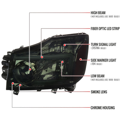 Spec-D Titan Armada OE 06 chrome headlights