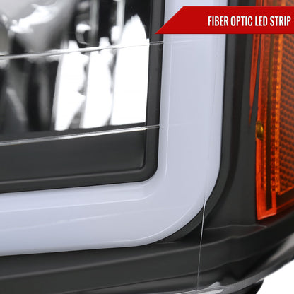 Spec-D 2004-2015 Nissan Titan / 2004-2007 Armada LED Bar Factory Black Headlights