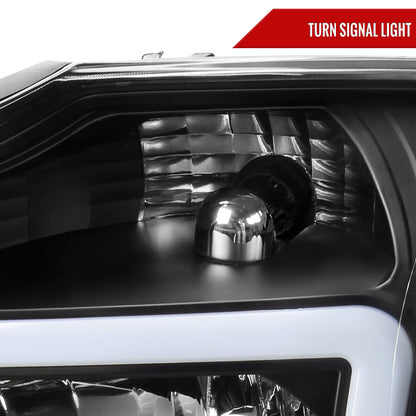 Spec-D 2004-2015 Nissan Titan / 2004-2007 Armada LED Bar Factory Black Headlights