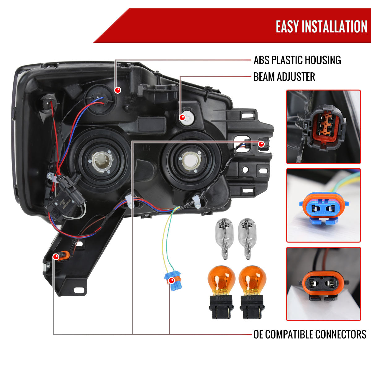 Spec-D 04 Nissan Titan Armada Factory black headlights