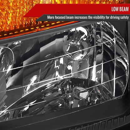Spec-D 2004-2015 Nissan Titan/ 2004-2007 Armada OE Style w/ Amber Reflectors Black Headlights