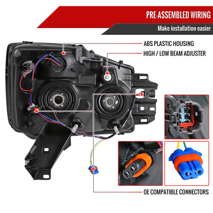 Spec-D 2004-2015 Nissan Titan/ 2004-2007 Armada OE Style w/ Amber Reflectors Black Headlights