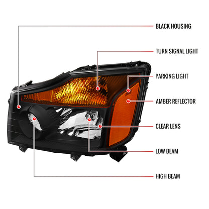 Spec-D 2004-2015 Nissan Titan/ 2004-2007 Armada OE Style w/ Amber Reflectors Black Headlights
