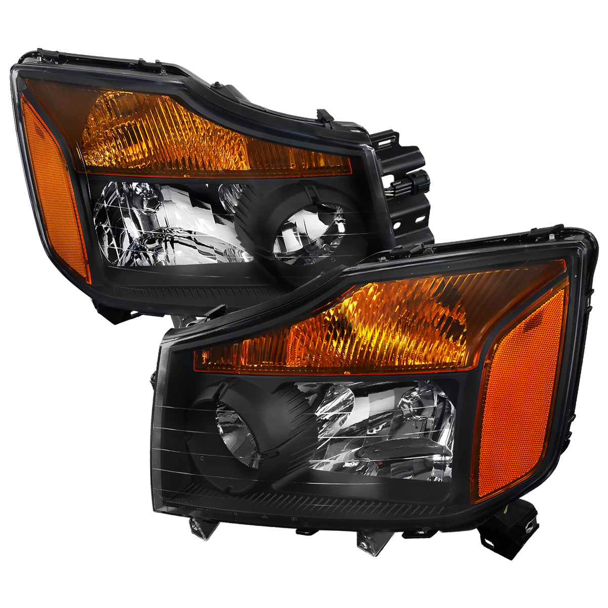 Spec-D 2004-2015 Nissan Titan/ 2004-2007 Armada OE Style w/ Amber Reflectors Black Headlights