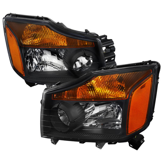 Spec-D 2004-2015 Nissan Titan/ 2004-2007 Armada OE Style w/ Amber Reflectors Black Headlights