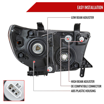 Spec-D 2007-2013 Toyota Tundra/2008-2017 Sequoia LED Tube OE Style with LED Turn Signal Black Headlights