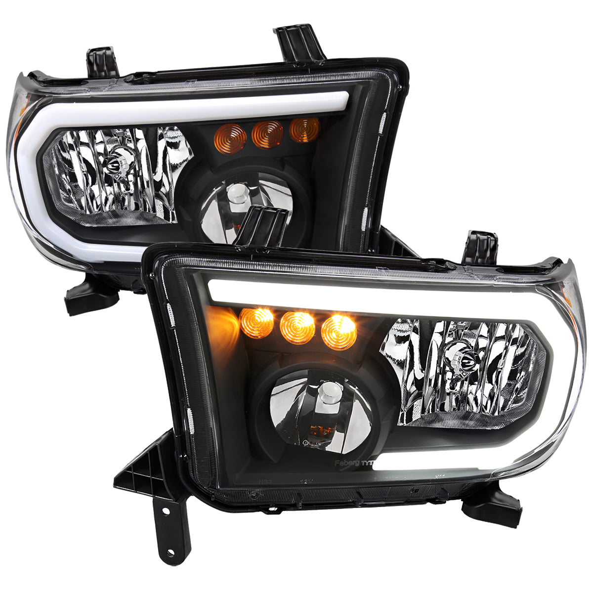 Spec-D 2007-2013 Toyota Tundra/2008-2017 Sequoia LED Tube OE Style with LED Turn Signal Black Headlights