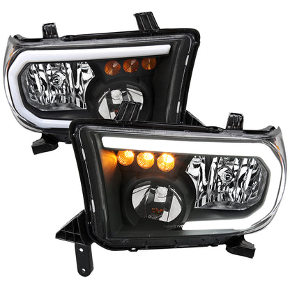 Spec-D 2007-2013 Toyota Tundra/2008-2017 Sequoia LED Tube OE Style with LED Turn Signal Black Headlights