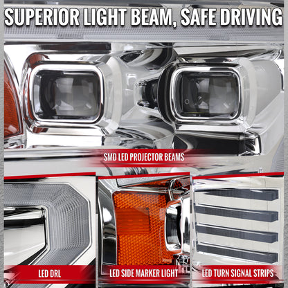 Spec-D F-150 2015-2017 Chrome Projector Headlights Sequential Turn Signal