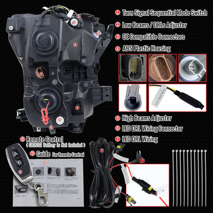 Spec-D 2015-2016 F-150 Black Housing Clear Lens Projector Headlights Sequential