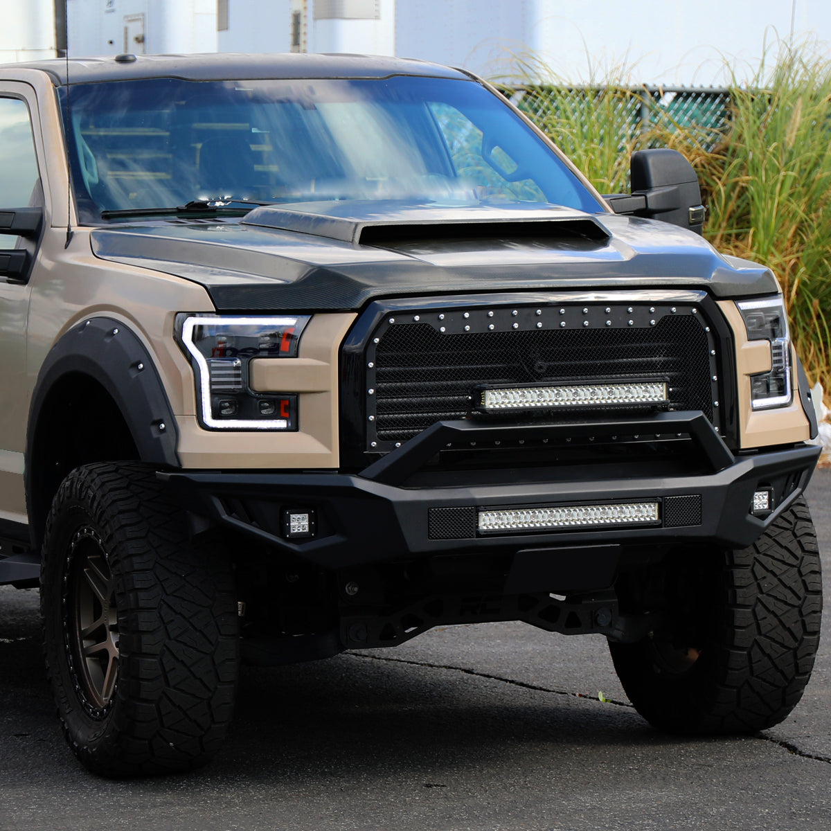 Spec-D 2016-2017 F-150 Black Headlights With LED DRL Strip Sequential