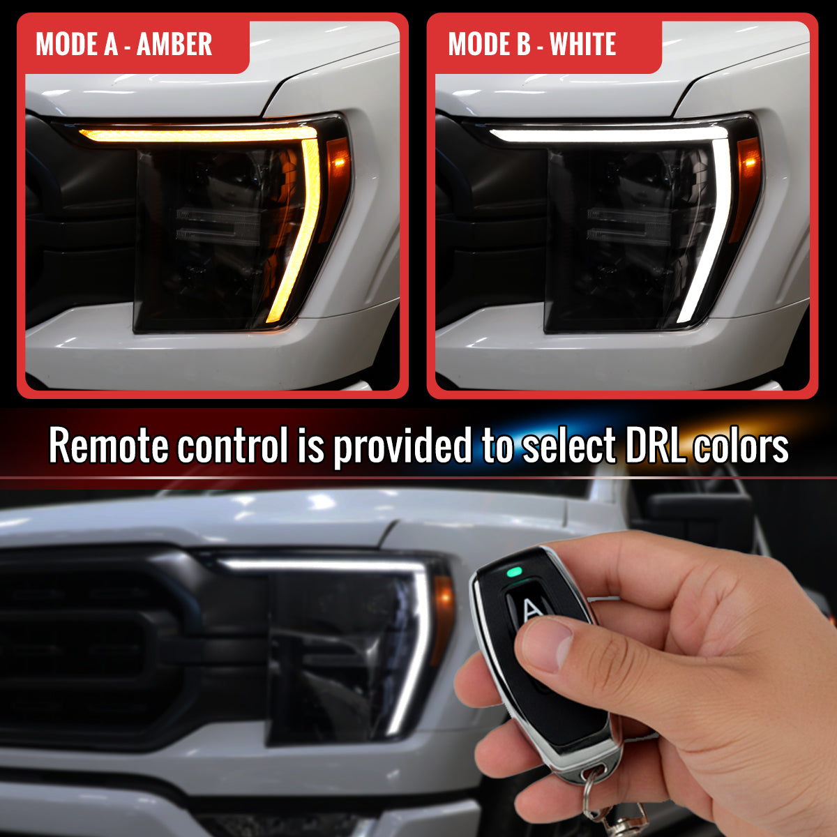 Spec-D 2021-2023 F-150 Projector Headlights Smoked Lens With Switchback LED Turn Signal