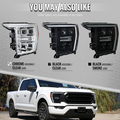 2021-2023 Ford F-150 Spec-D chrome headlight pair LED DRL sequential signal