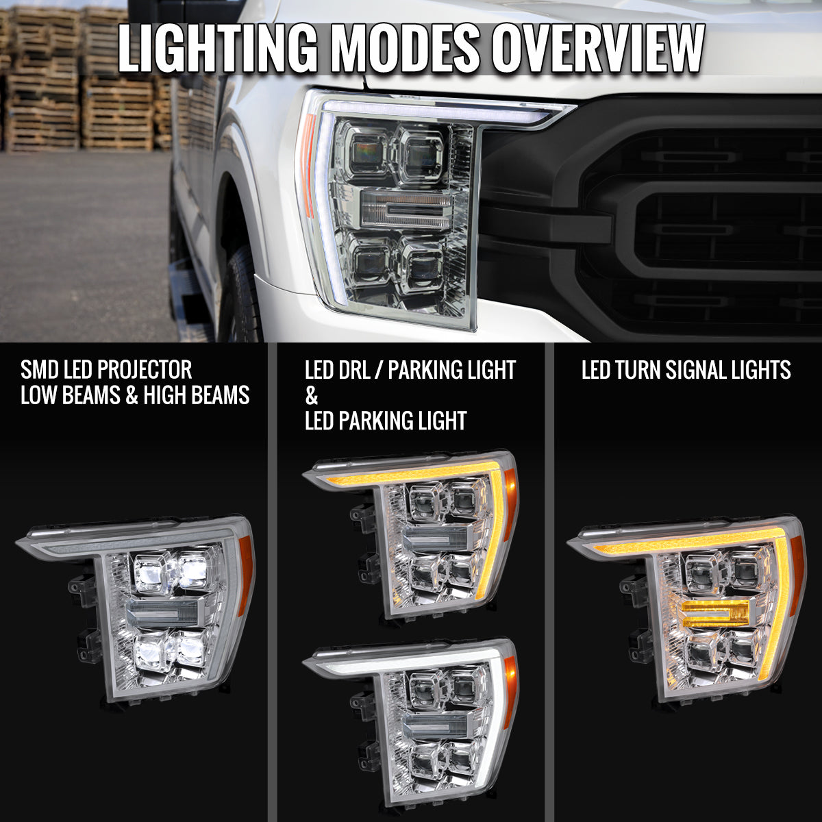 Restore bright chrome front end on 2021-2023 F-150 with Spec-D projectors