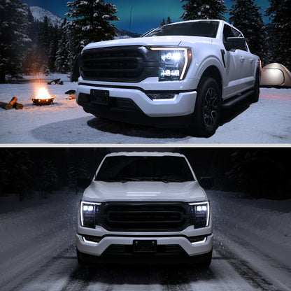 Spec-D 2021-2023 F-150 LED projector headlights clear lens sequential DRL strip