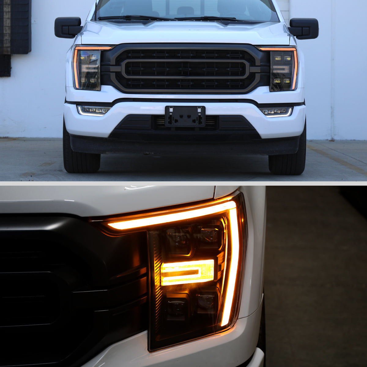 22-23 F-150 Spec-D sequential LED projector headlights black housing clear