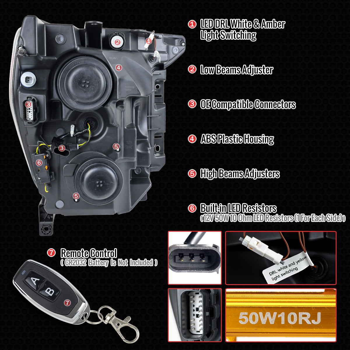 Replace OEM 2021-2023 F-150 lights with Spec-D clear lens projector headlights