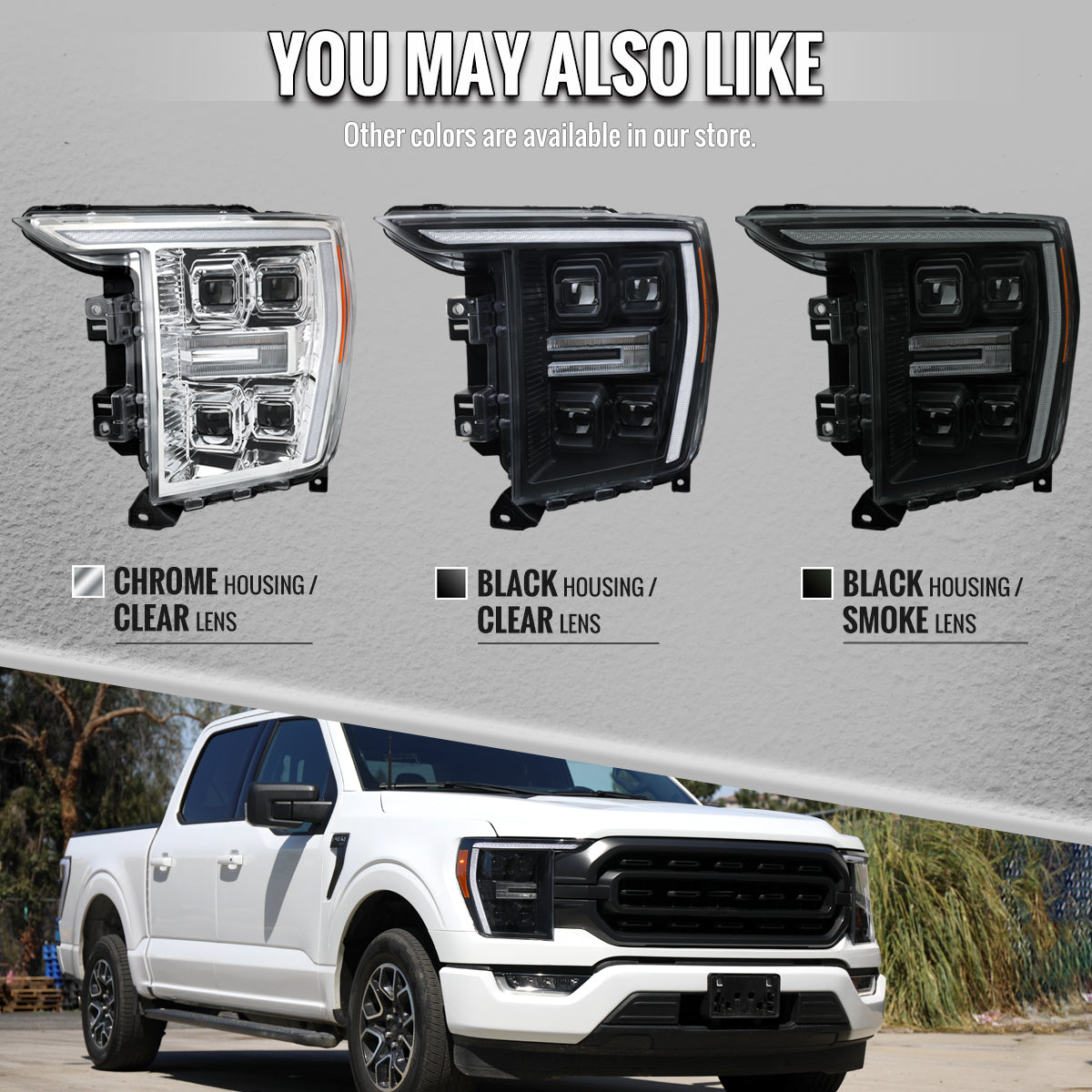 2021-2023 Ford F-150 Spec-D clear headlight pair LED DRL sequential signal