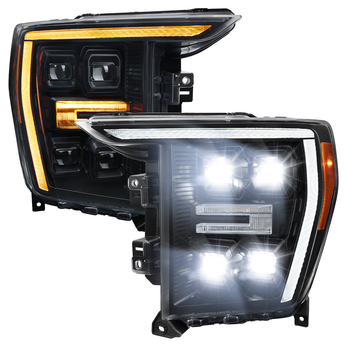 Spec-D 21-23 Ford F150 Dual Colors DRL LED Projector Headlight Black improve
