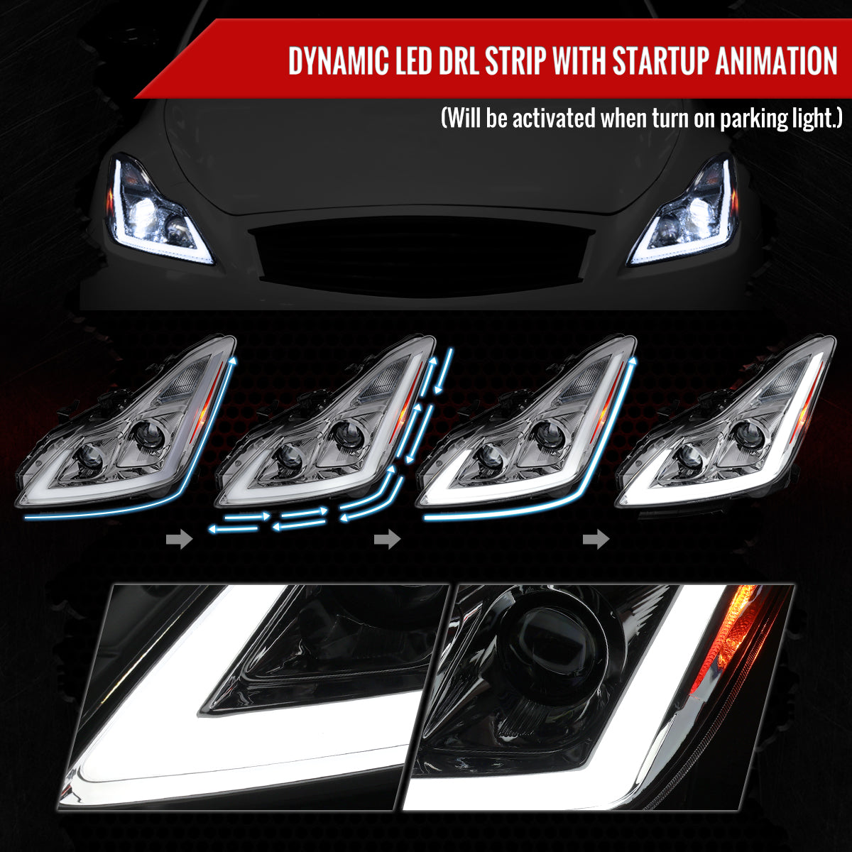 Spec-D 2010 G37 Q60 2DR Convertible sequential headlights