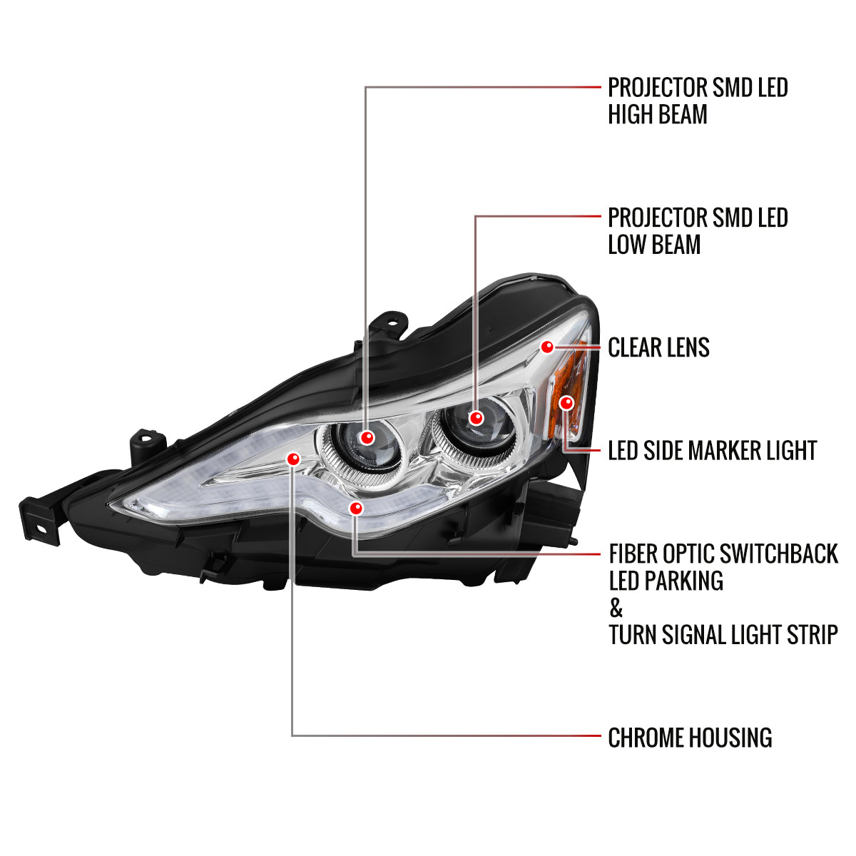 Spec-D Lexus IS250 IS350 Pro 16 chrome headlights