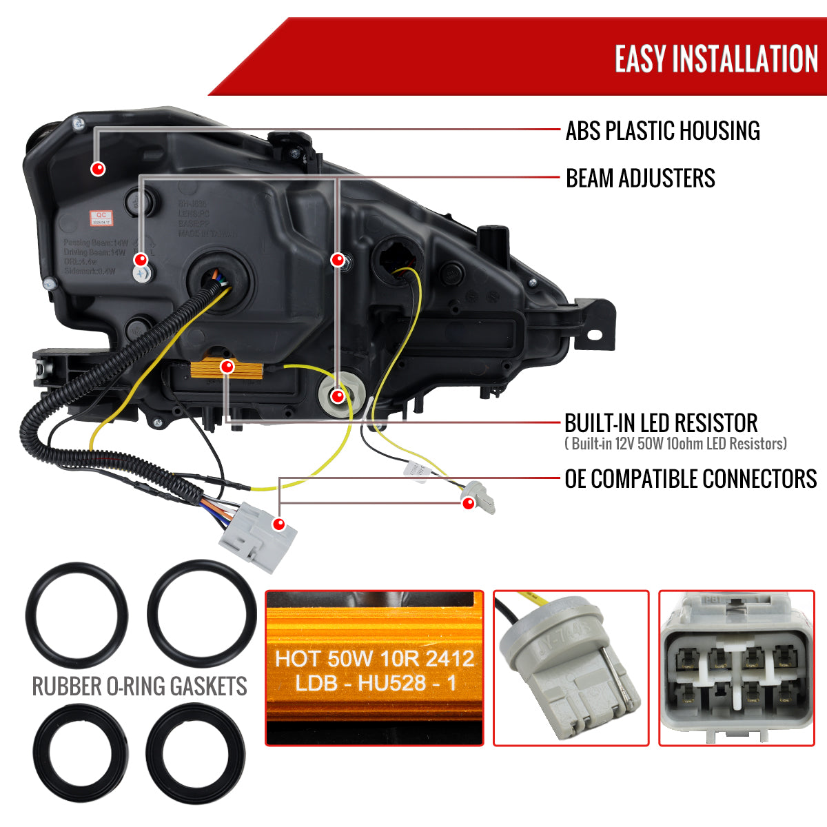 15 Lexus IS250 IS350 Pro Spec-D jet black headlights