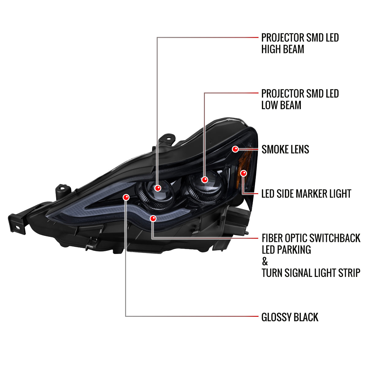 Spec-D Lexus IS250 IS350 Pro 16 black headlights