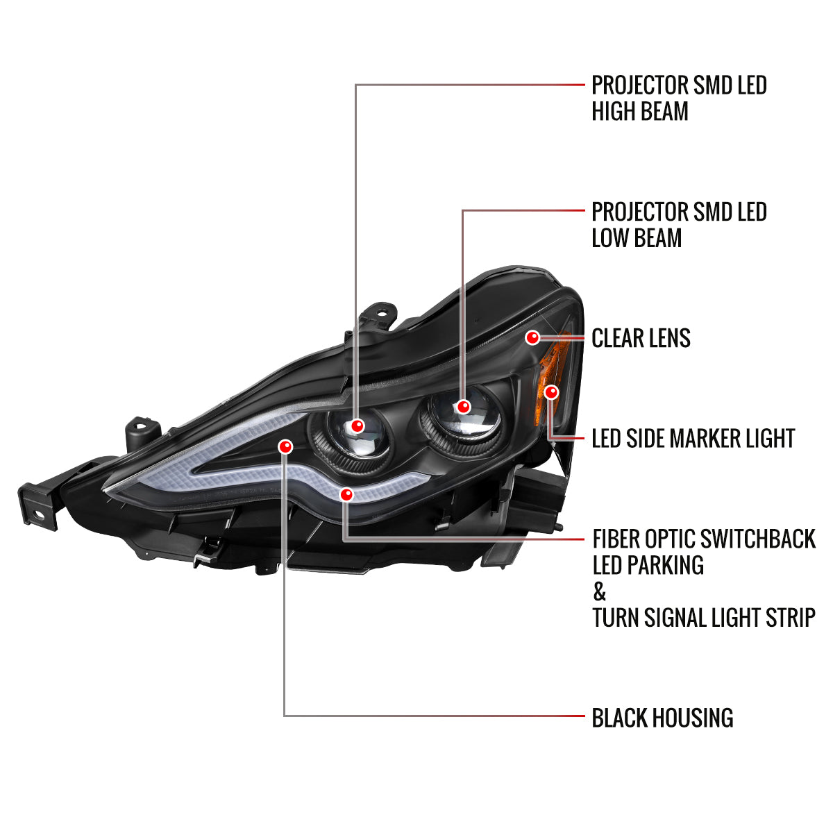 Spec-D Lexus IS250 IS350 Project 16 black headlights