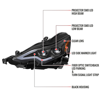 Spec-D Lexus IS250 IS350 Project 16 black headlights