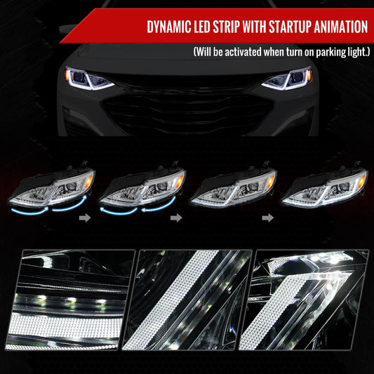 2020 Chevy Malibu Full Spec-D chrome aftermarket headlights
