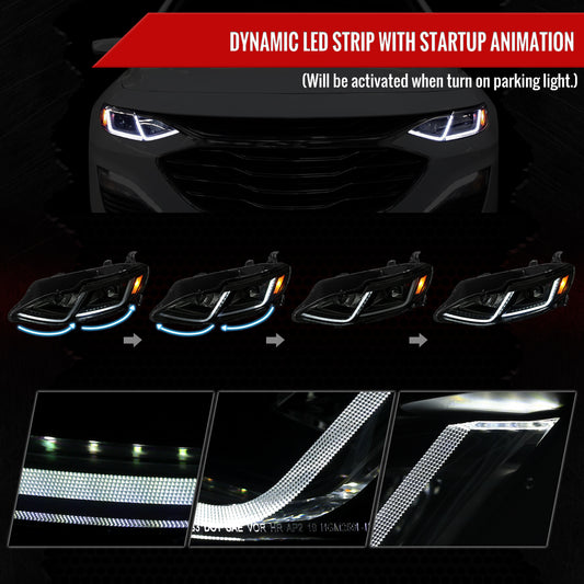 2020 Chevy Malibu Full Blk Spec-D smoked aftermarket headlights