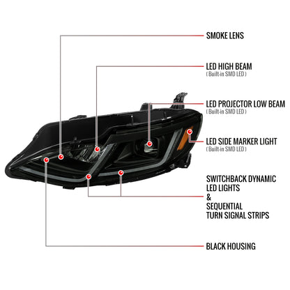 20 Chevy Malibu Full Blk Spec-D smoked sequential headlights