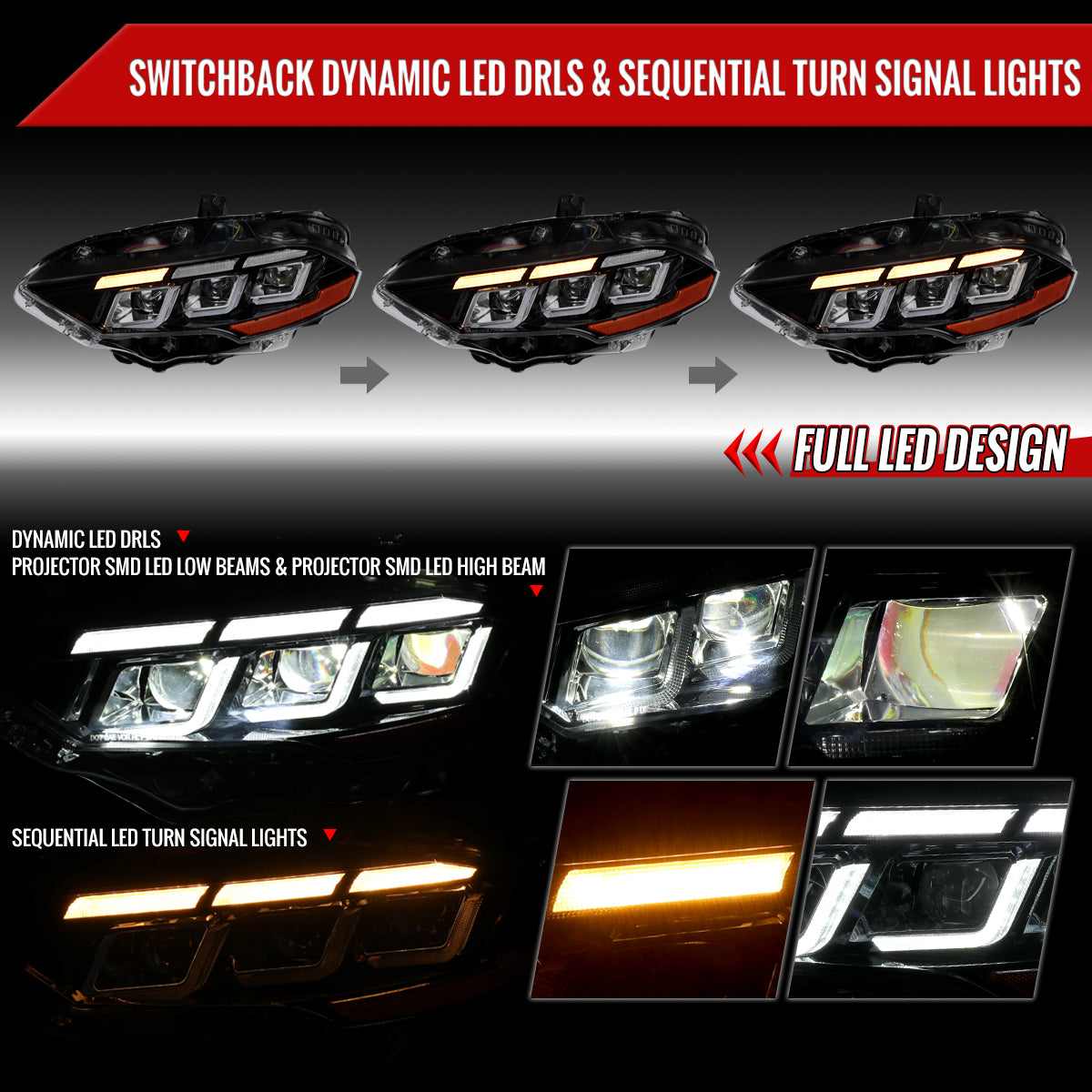 2019 Mustang Pro Start-Up Animation Spec-D black aftermarket headlights