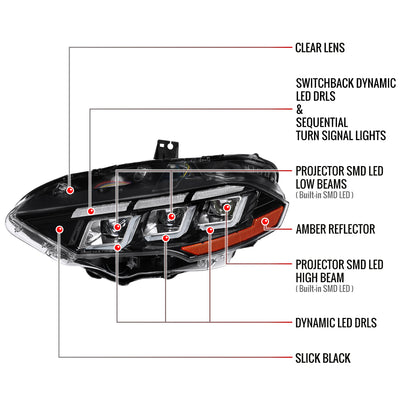 Spec-D Mustang Pro Start-Up Animation 20 black headlights
