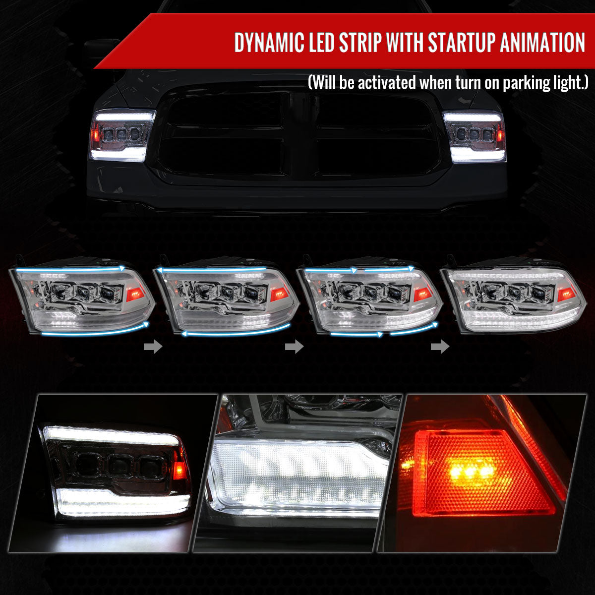 Spec-D 2012 Ram Classic Pro chrome sequential headlights