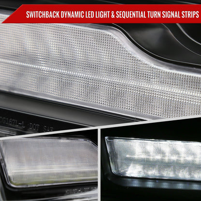 Spec-D 2009-2018 Dodge RAM 1500 / 2019 RAM Classic / 2010-2018 RAM 2500 3500 Switchback Sequential Full LED Projector Black Headlights