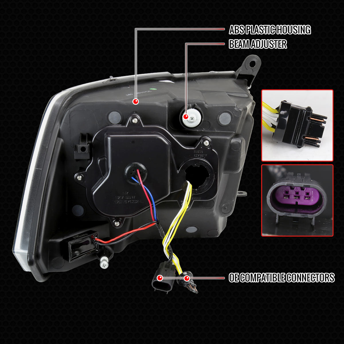 Spec-D 2009-2018 Dodge RAM 1500 / 2019 RAM Classic / 2010-2018 RAM 2500 3500 Switchback Sequential Full LED Projector Black Headlights