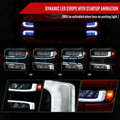 Spec-D 2021 Chevy Silverado Pro Turn black sequential headlights