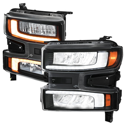 Spec-D 2019-2021 Chevrolet Silverado 1500 Full LED Projector with Sequential LED Turn Signal Black Headlights