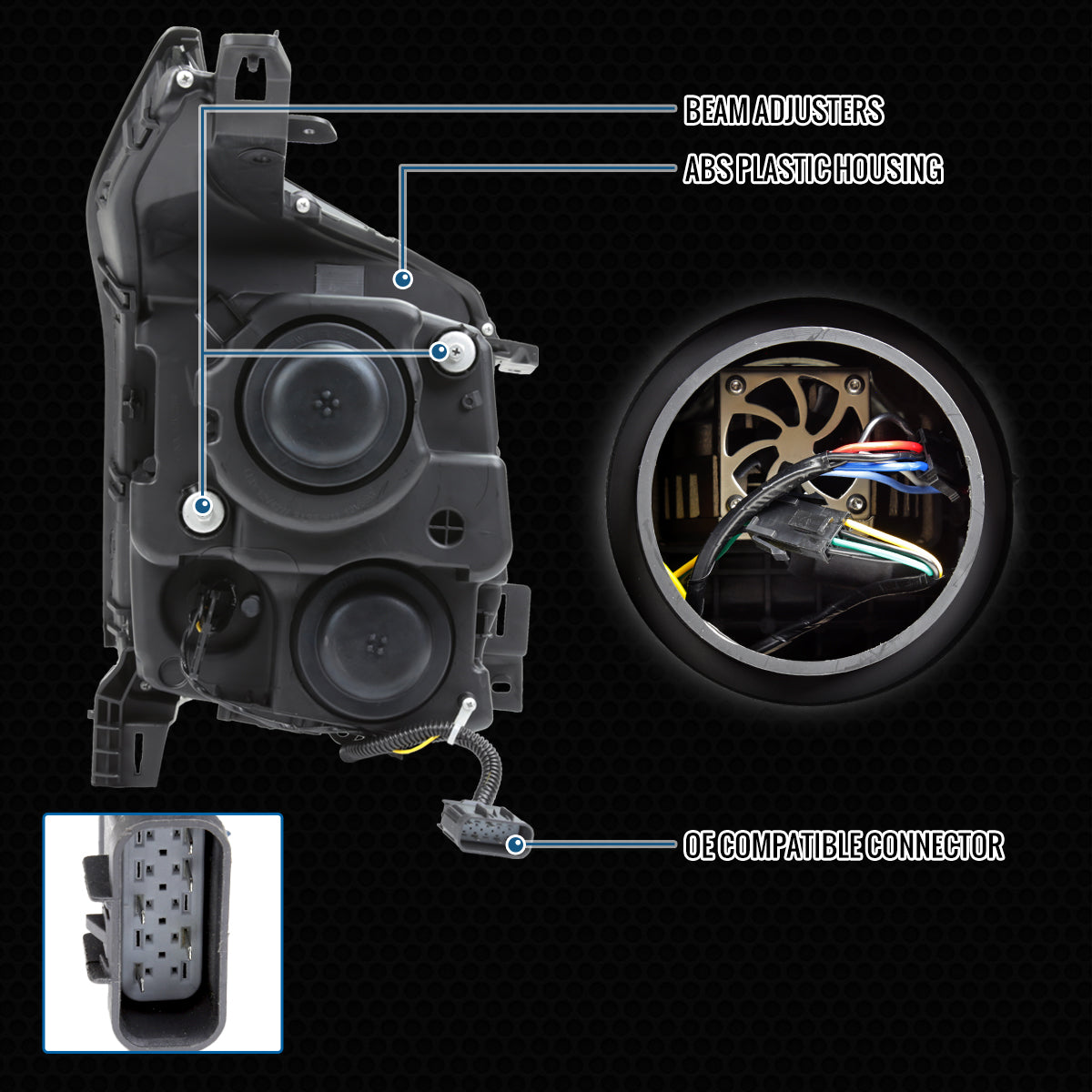 11 Cadillac SRX Full Spec-D chrome sequential headlights