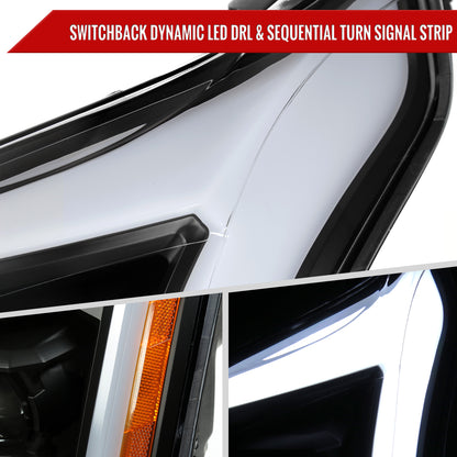 Spec-D 2010-2016 Cadillac SRX Full Switchback Sequential LED DRL Projector Black Headlights