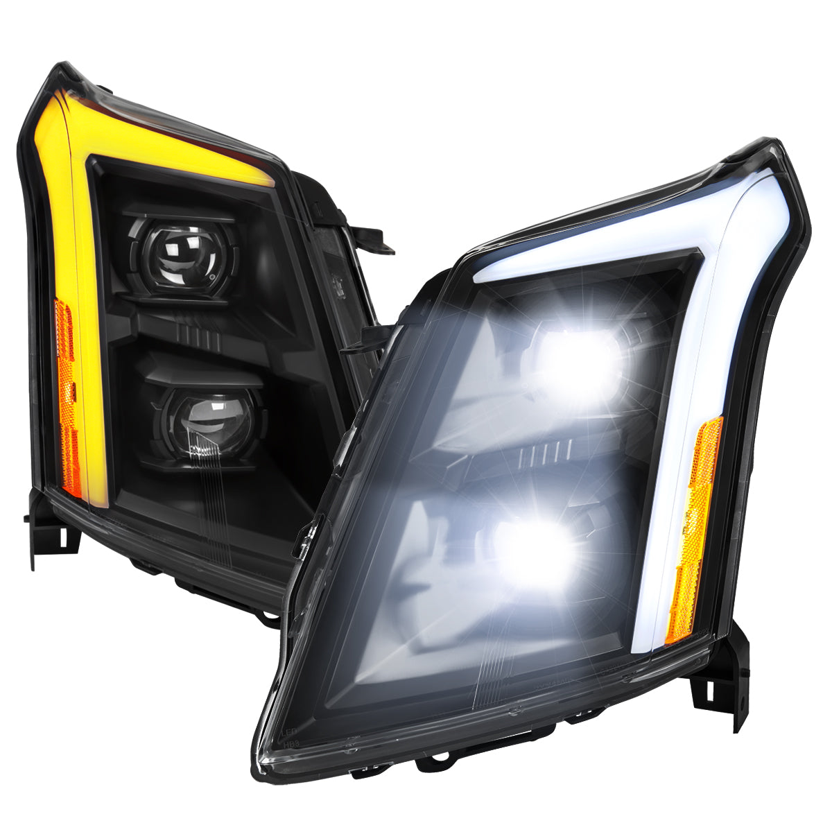 Spec-D 2010-2016 Cadillac SRX Full Switchback Sequential LED DRL Projector Black Headlights