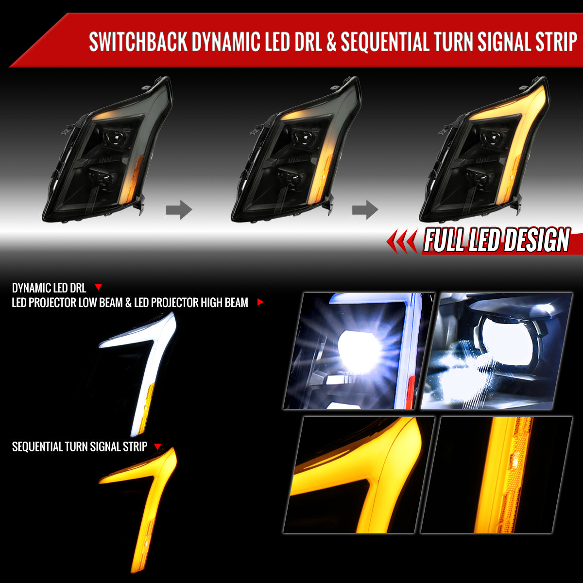 2011 Cadillac SRX Blk Spec-D smoked aftermarket Projector headlights