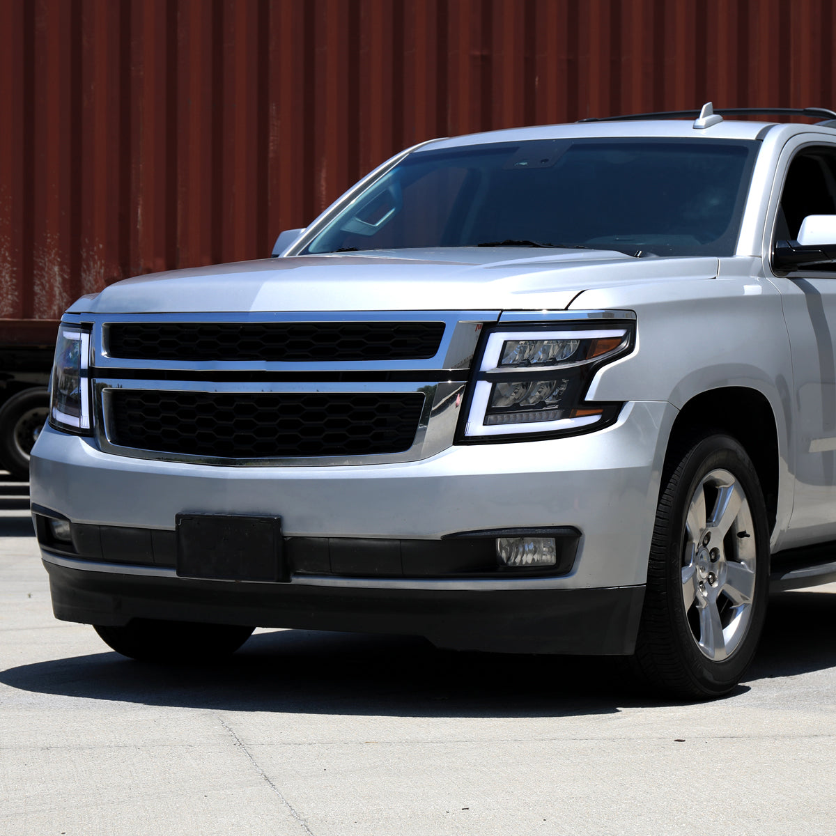 Spec-D Chevy Tahoe Suburban Full 17 black DRL headlights