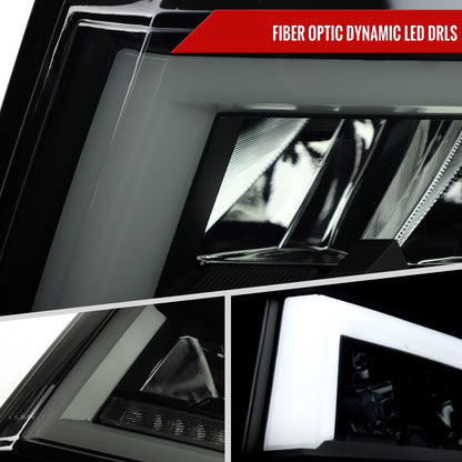 Spec-D 2019 Chevy Tahoe Suburban SEQ LED black custom headlights